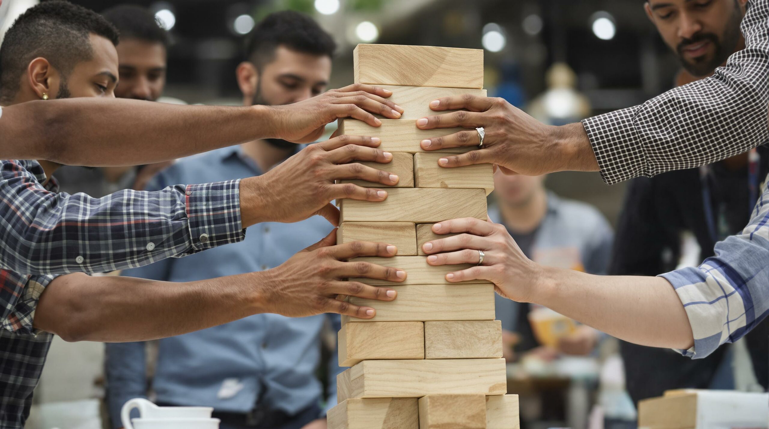 Groupe de personnes jouant à Jenga